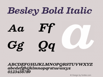Besley Bold Italic Version 2.000; ttfautohint (v1.8.3) Font Sample
