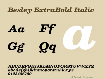 Besley ExtraBold Italic Version 2.000; ttfautohint (v1.8.3) Font Sample
