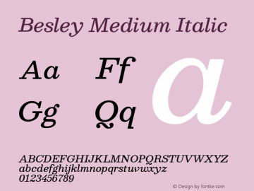 Besley Medium Italic Version 2.000; ttfautohint (v1.8.3) Font Sample