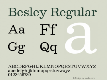 Besley Regular Version 2.000; ttfautohint (v1.8.3) Font Sample