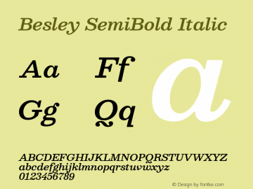 Besley SemiBold Italic Version 2.000; ttfautohint (v1.8.3) Font Sample