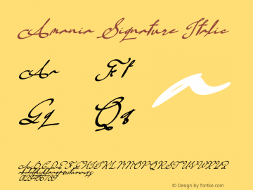Amania Signature Italic Version 1.00;January 3, 2021;FontCreator 12.0.0.2567 64-bit图片样张