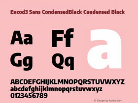 Encod3 Sans Condensed Black Version 3.002 Font Sample
