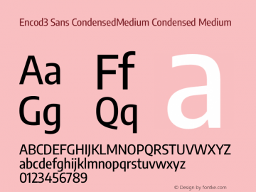 Encod3 Sans Condensed Medium Version 3.002 Font Sample