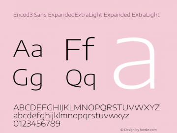 Encod3 Sans Expanded ExtraLight Version 3.002图片样张