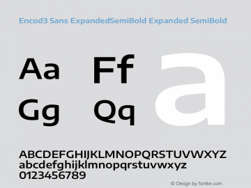 Encod3 Sans Expanded SemiBold Version 3.002 Font Sample