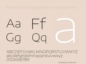 Encod3 Sans Expanded Thin Version 3.002 Font Sample