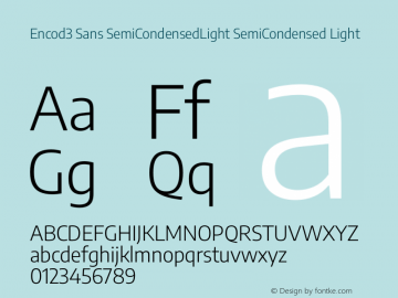 Encod3 Sans SemiCondensed Light Version 3.002 Font Sample