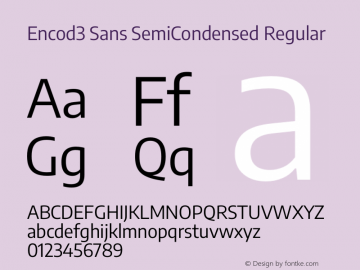 Encod3 Sans SemiCondensed Regular Version 3.002 Font Sample
