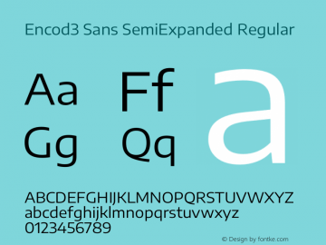 Encod3 Sans SemiExpanded Regular Version 3.002 Font Sample