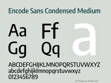 Encode Sans Condensed Medium Version 3.002 Font Sample