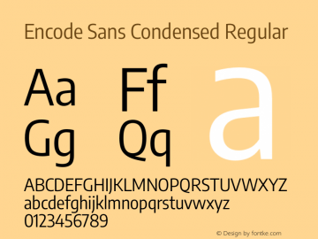 Encode Sans Condensed Regular Version 3.002 Font Sample
