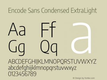 Encode Sans Condensed ExtraLight Version 2.000 Font Sample