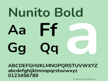 Nunito Bold Version 3.601; ttfautohint (v1.8.2.53-6de2) Font Sample