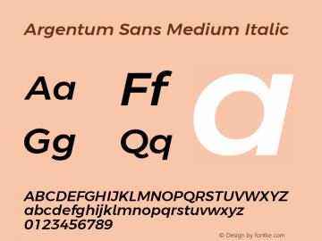 Argentum Sans Medium Italic Version 2.60;January 13, 2021;FontCreator 13.0.0.2655 64-bit; ttfautohint (v1.8.3)图片样张