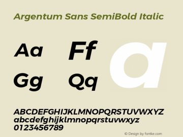 Argentum Sans SemiBold Italic Version 2.006;January 13, 2021;FontCreator 13.0.0.2655 64-bit; ttfautohint (v1.8.3) Font Sample