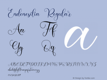 Endenesilia Version 1.00;February 8, 2021;FontCreator 12.0.0.2567 64-bit图片样张