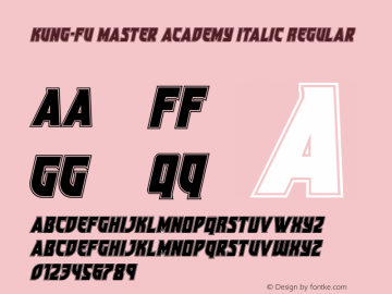 Kung-Fu Master Academy Italic Version 1.0; 2021 Font Sample