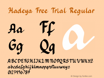 Hadeya Free Trial Version 1.00;February 3, 2021;FontCreator 13.0.0.2683 64-bit Font Sample