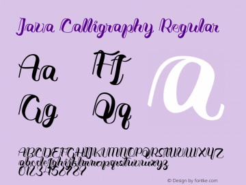 Java Calligraphy Version 1.00;December 30, 2020;FontCreator 12.0.0.2545 64-bit图片样张
