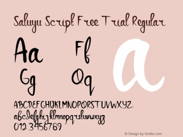 Saluyu Script Free Trial Version 1.00;February 8, 2021;FontCreator 13.0.0.2683 64-bit Font Sample