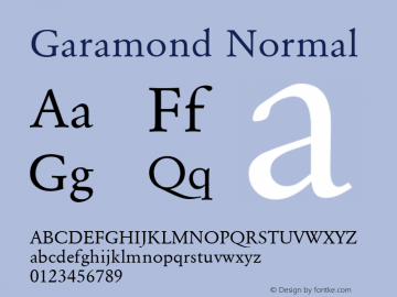 Garamond Normal 001.000 Font Sample