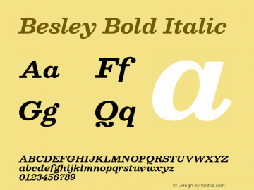 Besley Bold Italic Version 1.001; ttfautohint (v1.8.3) Font Sample
