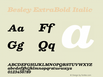 Besley ExtraBold Italic Version 1.001; ttfautohint (v1.8.3)图片样张