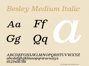 Besley Medium Italic Version 1.001; ttfautohint (v1.8.3)图片样张