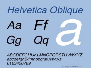 Helvetica Oblique Unknown Font Sample