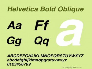 Helvetica Bold Oblique Unknown Font Sample