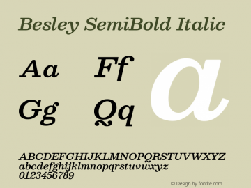 Besley SemiBold Italic Version 1.001; ttfautohint (v1.8.3) Font Sample