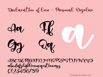 Declaration of love - Personal Version 1.00;December 19, 2020;FontCreator 12.0.0.2567 64-bit Font Sample