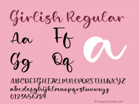 Girlish Version 1.00;March 28, 2021;FontCreator 11.5.0.2430 64-bit Font Sample