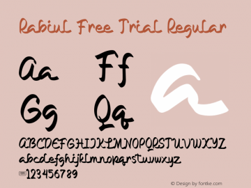 Rabiul Free Trial Version 1.00;February 9, 2021;FontCreator 13.0.0.2683 64-bit Font Sample