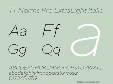 TTNormsPro-ExtraLightItalic Version 2.000图片样张