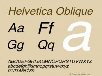 Helvetica Oblique Unknown Font Sample