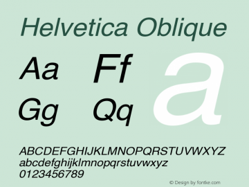Helvetica Oblique Unknown Font Sample