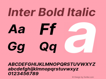 Inter Bold Italic Version 3.009;git-2c0637eac图片样张