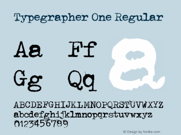 Typegrapher One Version 1.00 April 8, 2021, initial release Font Sample
