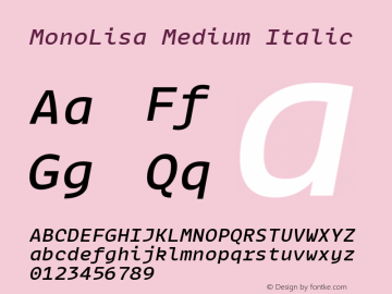 MonoLisa-MediumItalic Version 1.303 Font Sample