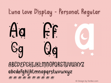 Luna love Display - Personal Version 1.000 Font Sample