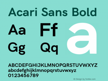 Acari Sans Bold Version 1.045;February 28, 2021;FontCreator 13.0.0.2655 64-bit; ttfautohint (v1.8.3) Font Sample