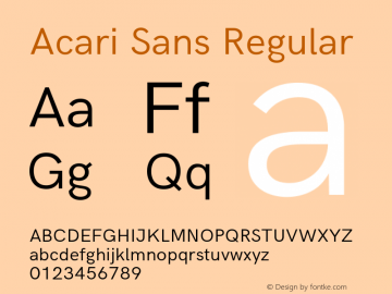 Acari Sans Version 1.045;February 28, 2021;FontCreator 13.0.0.2655 64-bit; ttfautohint (v1.8.3) Font Sample