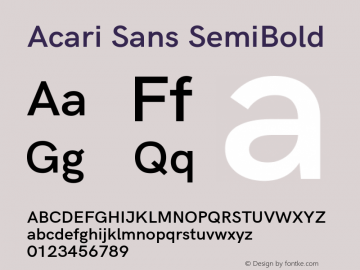 Acari Sans SemiBold Version 1.045;February 28, 2021;FontCreator 13.0.0.2655 64-bit; ttfautohint (v1.8.3) Font Sample