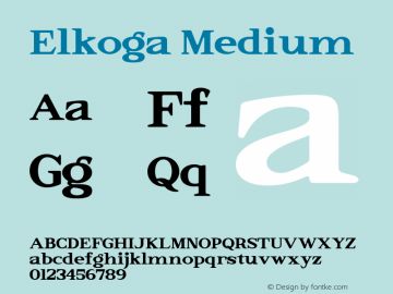 Elkoga Medium Version 1.000 Font Sample