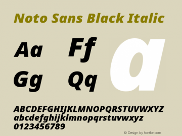 Noto Sans Black Italic Version 2.003 Font Sample