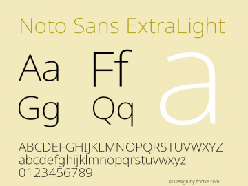 Noto Sans ExtraLight Version 2.003 Font Sample