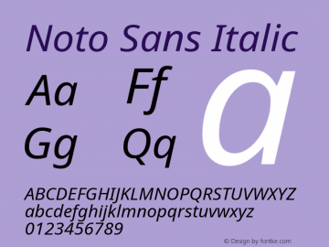Noto Sans Italic Version 2.003 Font Sample