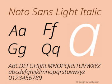 Noto Sans Light Italic Version 2.003图片样张
